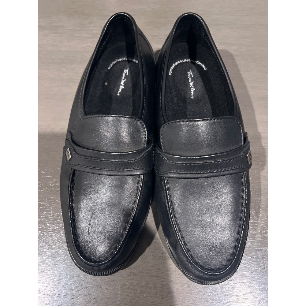 Thom McAn Unisex Black Faux Comfort Leather Loafers‎ Women's Size 8W Men's 6.5W